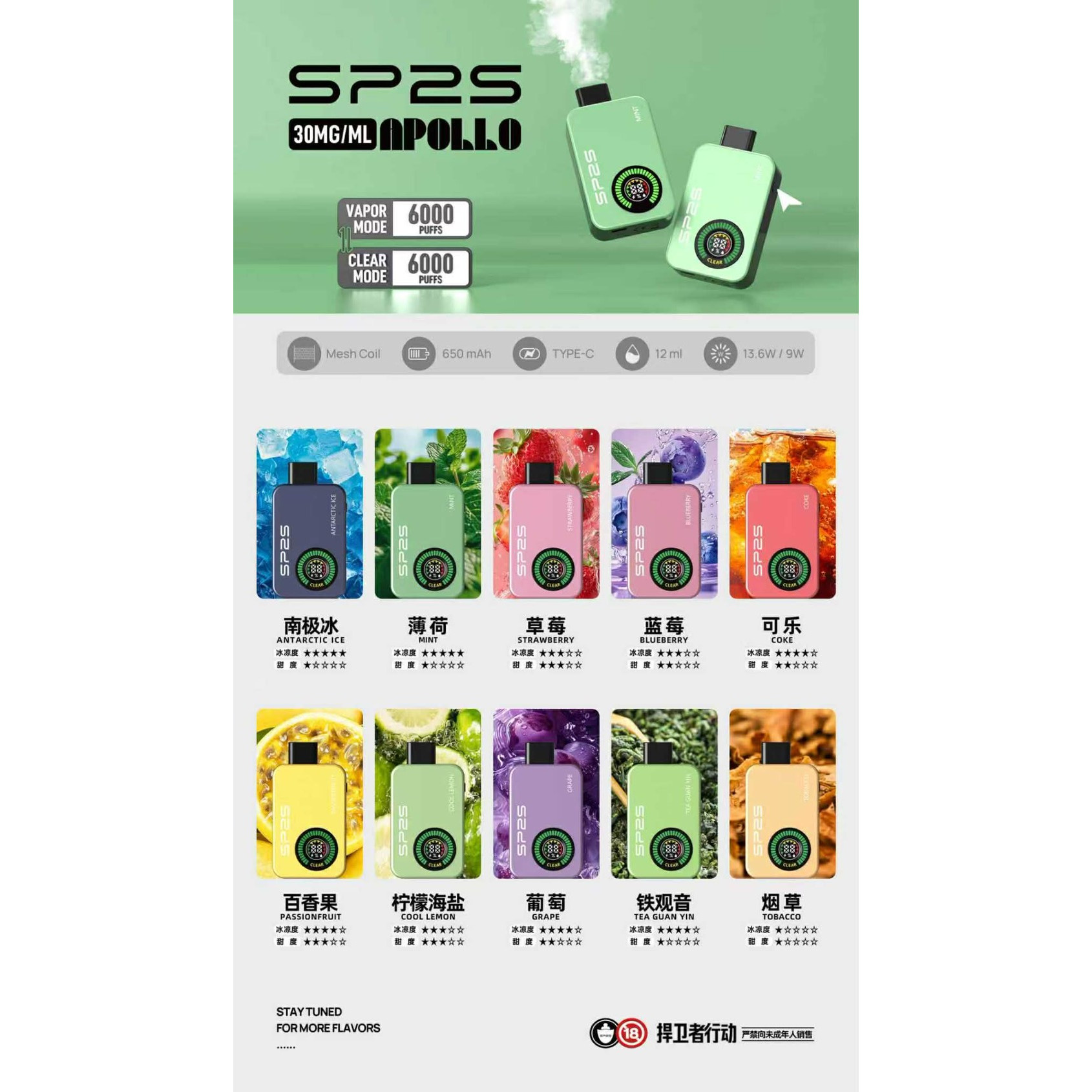 <p><strong>SP2S APOLLO拋棄式一次性12000口<br />
拋棄式/一次性</strong></p>